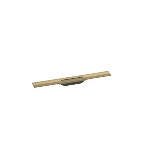 Wandmontierte Duschrinne in Brushed Bronze von Hansgrohe mit schmalem, geraden Design für den Einsatz in Duschen.